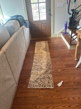 Beige and Brown Turkish Runner Rug